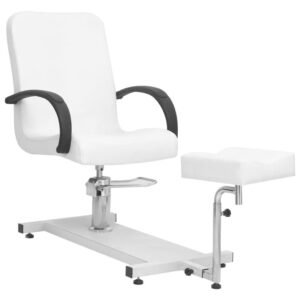 Massagestol med fodskammel 127x60x98 cm kunstlæder hvid