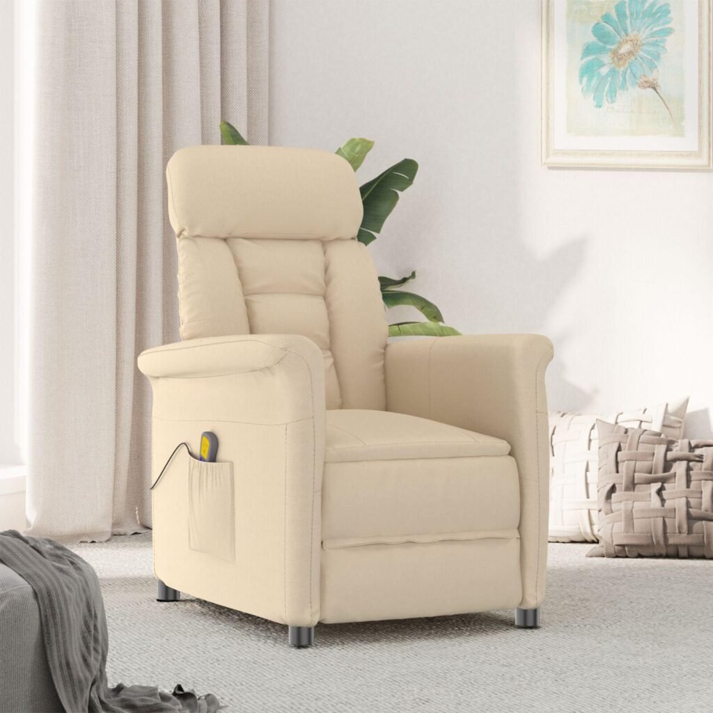 Massagestol med pude Creme 70.5 x 96.5 x 95 cm Stof og metal