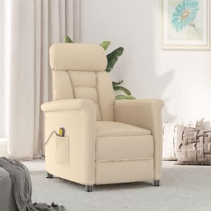 Massagestol med pude Creme 70.5 x 96.5 x 95 cm Stof og metal