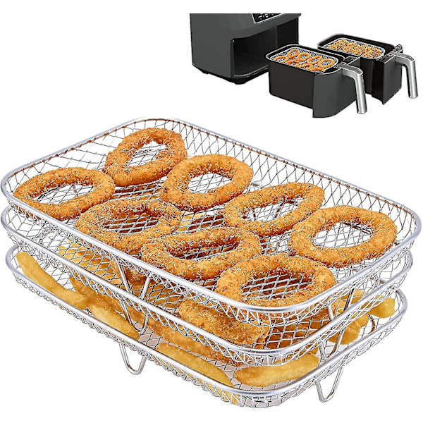 Multifunktionel Trelags Stabelbar Airfryer-Stativ Kompatibel med Ninja Dual Zone Foodi Airfryer [af400eu]/[af300eu], Airfryer Tilbehør