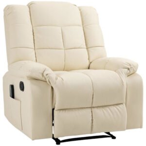 Rootz Massagestol - Afslapningsstol - 8 Vibrationspunkter - Liggefunktion - Imiteret læder - Cremehvid - 94 x 99 x 99 cm