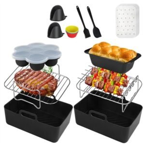 Silikone Airfryer-foring, Airfryer-tilbehør til Ninja Dual AF300UK AF400UK Genanvendelige Airfryer-stativer