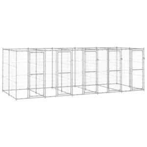 Udendørs hundebur 12,1 m² galvaniseret stål