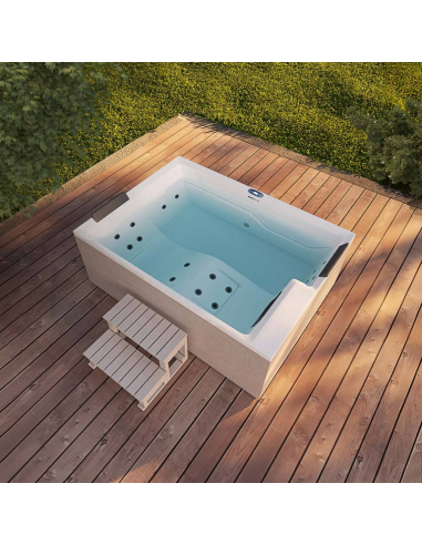 NIMBUS Udendørs spa med trappe og termodække 190 x 140 cm