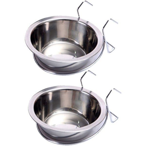 Hængende Dyre Skål, Hundebur, 2 Pakker Rustfrit Stål Vand- og Foder Skål til Hunde og Katte i et Bur