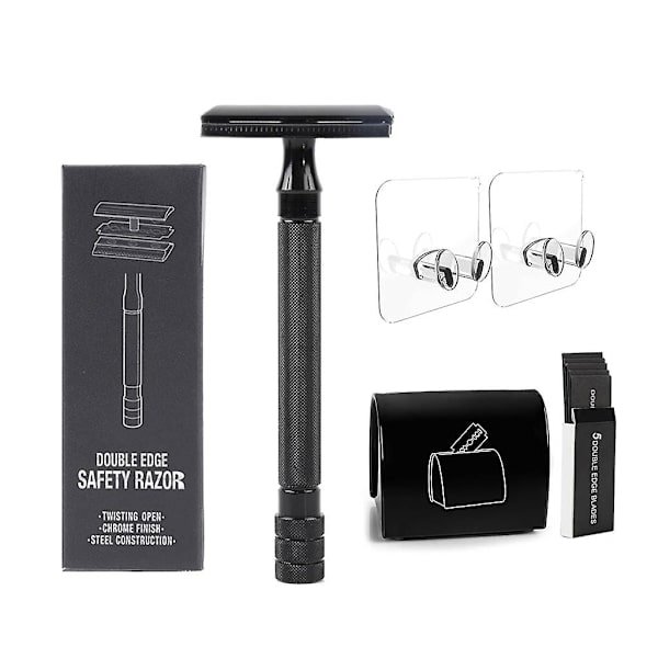 Premium Dobbeltkantet Sikkerhedsklinge til Barbermaskine med Bladgenbrugsboks Gave til Mænds Barbering