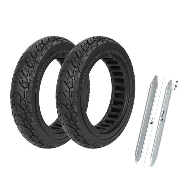 2-pak 10 tommer 55/80-6.6 10*2.125 250*54 massive dæk inkl. dækjern kompatible med el-løbehjul Ninebot F20F30 F40 Xiaomi Mi4 Navee V25 V30 V40