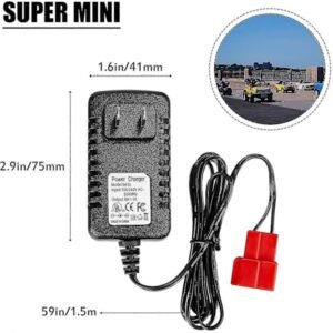 6V Oplader til Børns Elbiler, 6 Volt Batterioplader til Elbiler med Opladningsindikatorlys til Elektrisk Barnevogn Elbil Batteri Strømforsyning