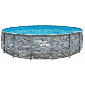 ELITE Frame fritstående pool komplet sæt m/stige og pumpe H132 x Ø549 cm - Stenoptik