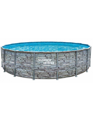 ELITE Frame fritstående pool komplet sæt m/stige og pumpe H132 x Ø549 cm - Stenoptik