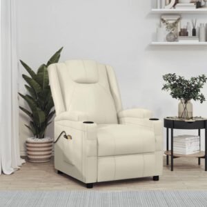 Eldrevet massagestol kunstlæder cremehvid