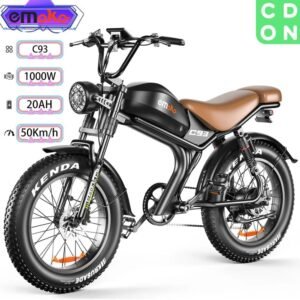 Emoko C93 elcykel i knallertstil, 1000W motor, 20AH, 1000W motor, 20AH batteri, 20''*4.0 dæk, 50 km/t, brun