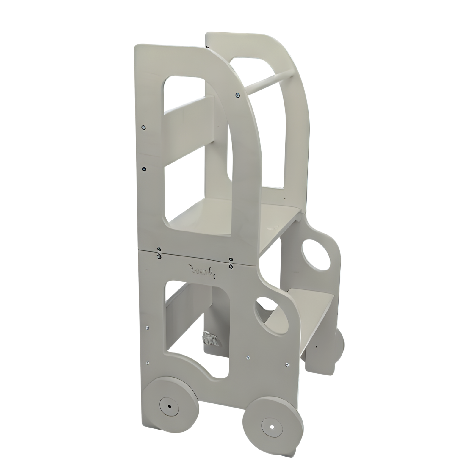 Køkkentrappe / montessori-læringstårn: bord, stol og trappe i ét til barn, grå