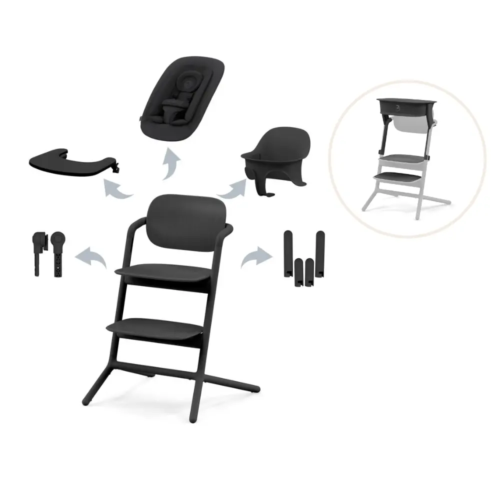 Lemo højstol 4i1 inkl. læringstårn - Stunning black | Stunning black