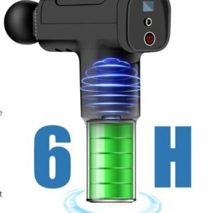 Massagepistol, Isports massageapparat, muskelmassagepistol med 12 hastigheder op til 3200 rpm og 6 massagehoveder
