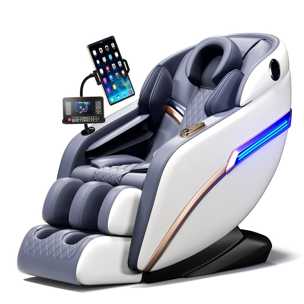 Massagestol 4D Pro+ Hvid med Varmeterapi og Stemmekontrol - Model M9 Hvid