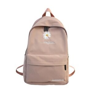 Ny Solid Rygsæk Pige Skoletasker Til Teenage Skoletaske Nylon Daisy Printing Bag Sort vY