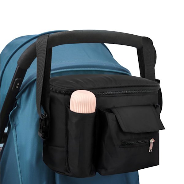 Opbevaringstaske til barnevogn, Universal barnevogns-organisator, Pusletaske til barnevogn, Stor kapacitet barnevognstaske til flasker, bleer, legetøj, servietter