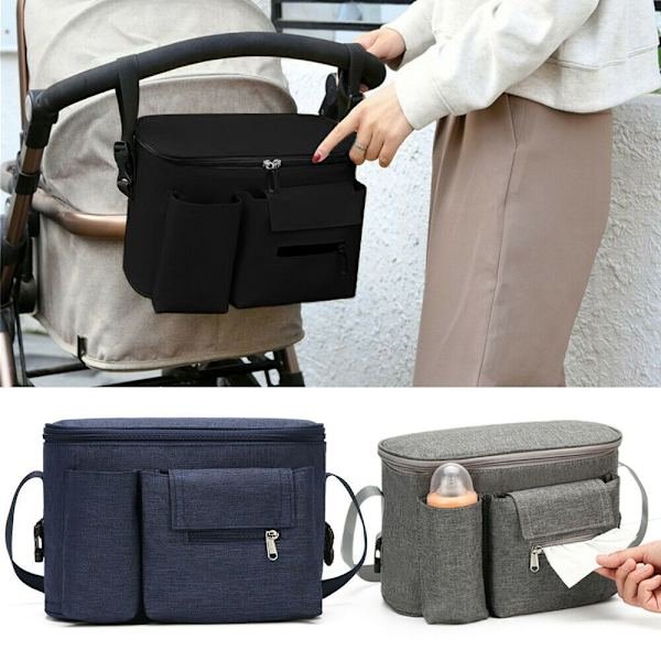 Opbevaringstaske til barnevogn, mamakopholder, Grå