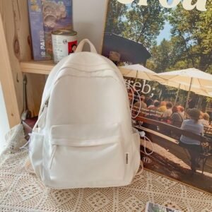 Studenterrygsæk, skoletaske, skolepige, minimalistisk stil, sød pige, ensfarvet, let rygsæk, skolepige rygsæk - hvid