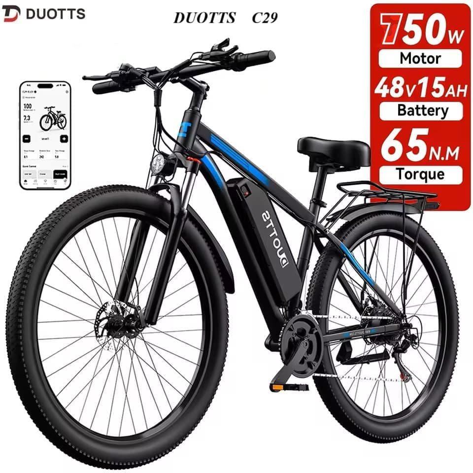 DUOTTS C29 elcykel: 750 W motor, 48 V 15 Ah batteri, terræn, voksne, IPX5, rækkevidde 50-100 km, 29" dæk, 29" aluminiumsstel