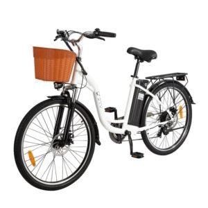 Elcykel - DYU C6 - 26" hjul - 350W motor - 36v 12,5Ah batteri - SHIMANO 7 hastigheder - maksimal rækkevidde 70 km - hvid