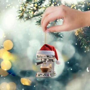 Julepynt Kaffemaskine Vedhæng Med Julemandshat Julefrokostpynt Juletræsvedhæng