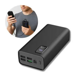 Powerbank 30000mAh | 22W | QC 3.0 | USB-C & USB-A | Sort