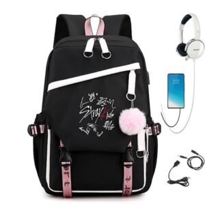 Stray Kids Combo Around The Same USB Rygsæk Skoletaske Rygsæk Koreansk Studerende Herre- og Dametasker