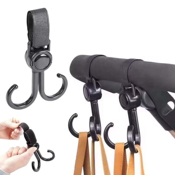 2 stk Dobbelt Barnevognskrog med Velcro | Krog til Barnevogn