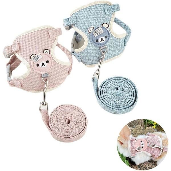 2 stk. Justerbare kaninsnore, kanintilbehør, kaninsnore, små hundeseler, justerbar blød polstret kæledyrsvestsele