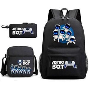 3 stk. Astro Bot Ungdoms Skoletaske Space Robot Rygsæk [Db]