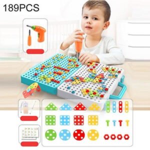 Børns Skruetrækker Elektrisk Boremaskine Legetøj Manuel Samlingsværktøjskasse, Stil: 2d + Elektrisk Boremaskine + Oplader (189 dele)