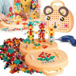 Byggelegetøj til Børn, Skruetrækker Legesæt med Elektrisk Boremaskine og Knapper Kunst