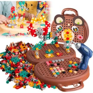 Byggelegetøj til Børn, Skruetrækker Legesæt med Elektrisk Boremaskine og Knapper Kunst