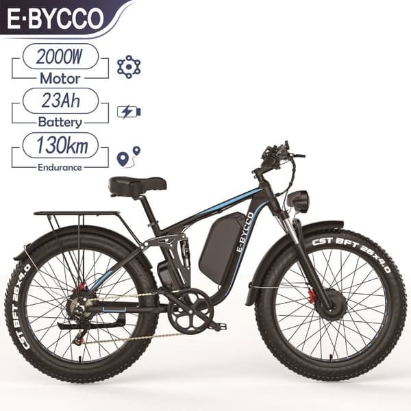 E-BYCCO EB7 Pro elcykel 52V 23AH 3000W dobbeltmotor 26*4,0 tommer tyk dæk elcykel off-road kørsel hydraulisk bremse elcykel