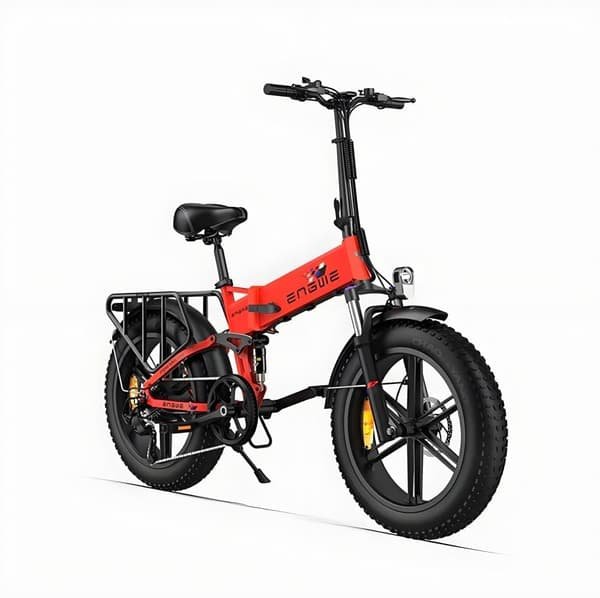 ENGWE ENGINE X - Foldbar elcykel 250W, 48V 13Ah batteri, 20''*4'' fedt dæk, rækkevidde 120 km, Shimano 7-trins, fuld affjedring, rød