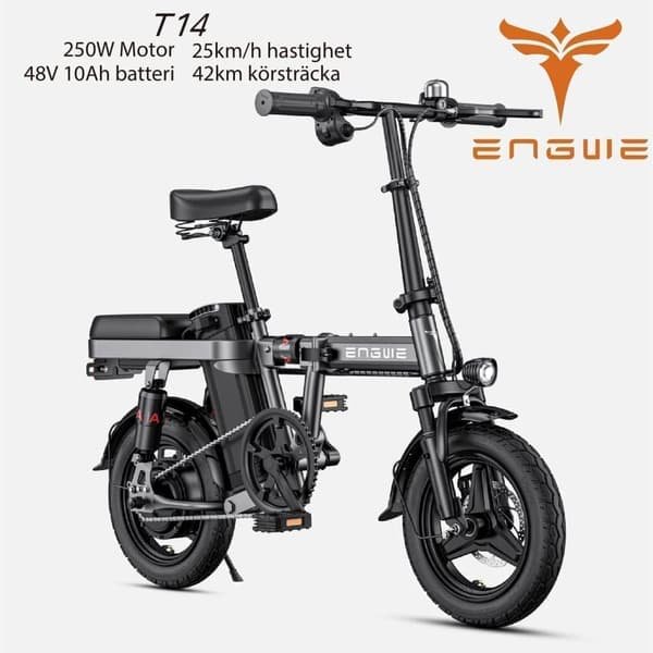 ENGWE T14 10AH batteri, 250W motor, 25 km/t hastighed, 42 km rækkevidde, 14" dæk, skivebremse, elcykel til voksne