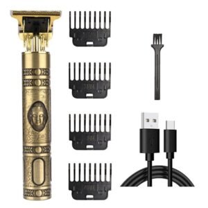 Hårtrimmer til mænd og kvinder, T-Blade trimmer med skarpt blad og kraftig motor, trådløs genopladelig hårklippersæt med guidekamme, USB