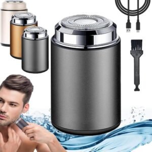 Mini Elektrisk Barbermaskine, Bærbar Mini Elektrisk Barbermaskine til Mænd, Vandtæt Barbermaskine Elektrisk Skægtrimmer til Hjemmet, Bil, Kontor, Forretningsrejse (Grå)