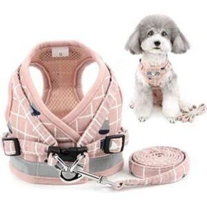 No-Pull lille hundesele og snorsæt, justerbar refleksiv step-in Chihuahua vestsele, mesh hvalpejakke til drenge, piger, kæledyrshunde, katte, pink L
