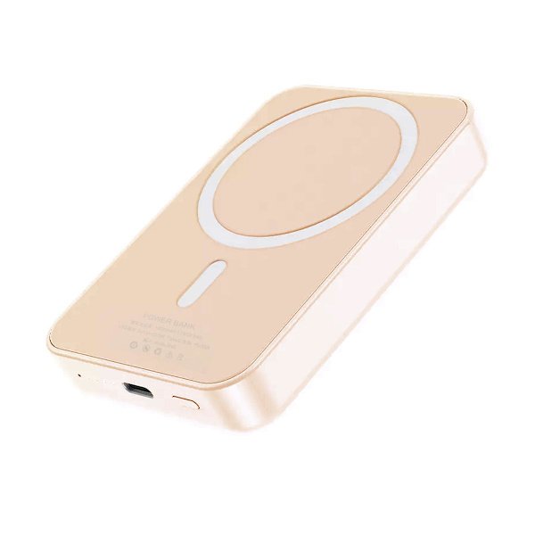 Powerbank Magnetisk med Trådlös Laddning 10000 mAh - Rosa