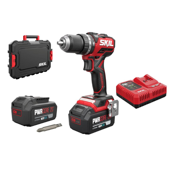 SKIL 3075HB boremaskine med slagfunktion 20V - Inkl. 2x4,0 Ah batterier, oplader & kuffert
