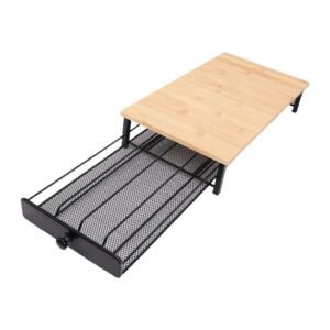 Sort kaffe kapselholder skuffe med bambusplade kompatibel med OASISWJ kaffemaskine base, plads til 40 Nespresso kapsler, moderne og enkel opbevaringsløsning