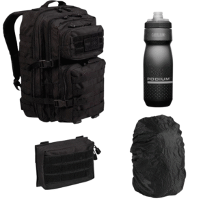 Sort skoletaske pakketilbud med tilbehør 4-9 klasse