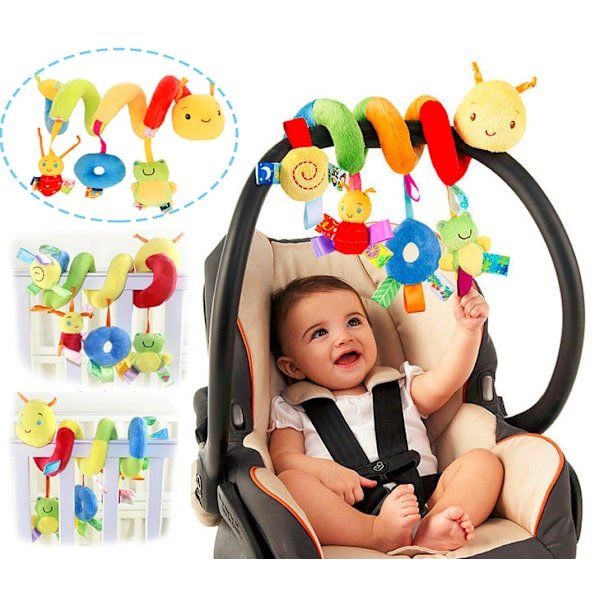 Spiral Legetøj til Barnevogn og Babyseng, Farverigt Blødt babylegetøj, Nyfødt Babyrangle & Sengeklokke, Pædagogisk sensorisk legetøj