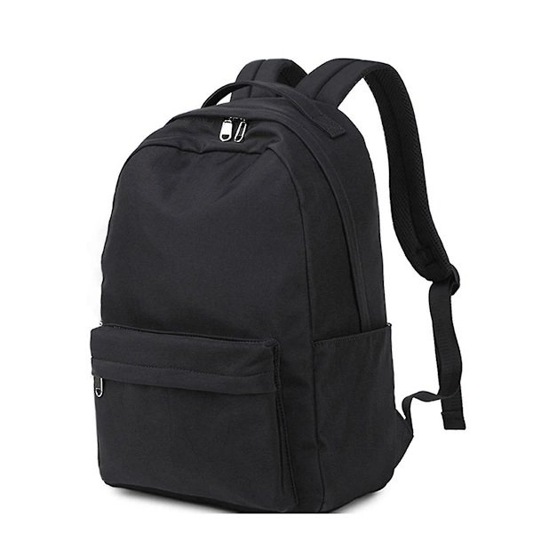 Stor skoletaske til børn, skoletaske til unge, drenge og piger, grundskole, mellemtrin, universitet, afslappet rygsæk, sort