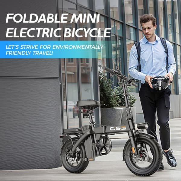 Toofly GS3 sammenklappelig elcykel, 400W motor, 48V 15AH batteri, 14 tommer mountainbike med tykt dæk elcykel
