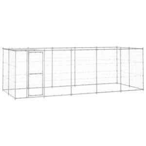 Udendørs hundebur med tag 12,1 m² galvaniseret stål