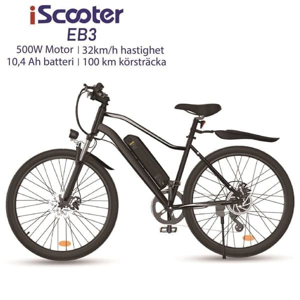 iScooter EB3 elcykel 500W motor 36V 10,4ah batteri maksimal rækkevidde 100km 26 tommer elektrisk cykel